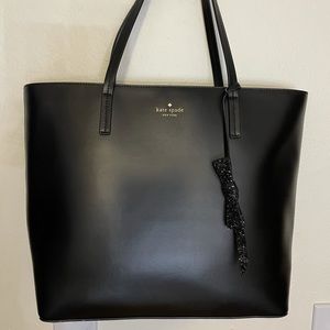 NWOT Kate Spade Black Glitter Bow Tote Bag